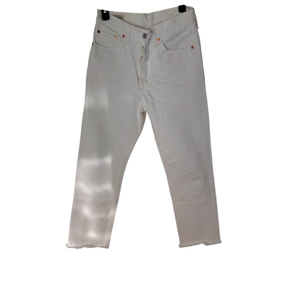 Levi’s Premium 501 Jeans — Size 27x26, Raw Hem, 100% Cotton White